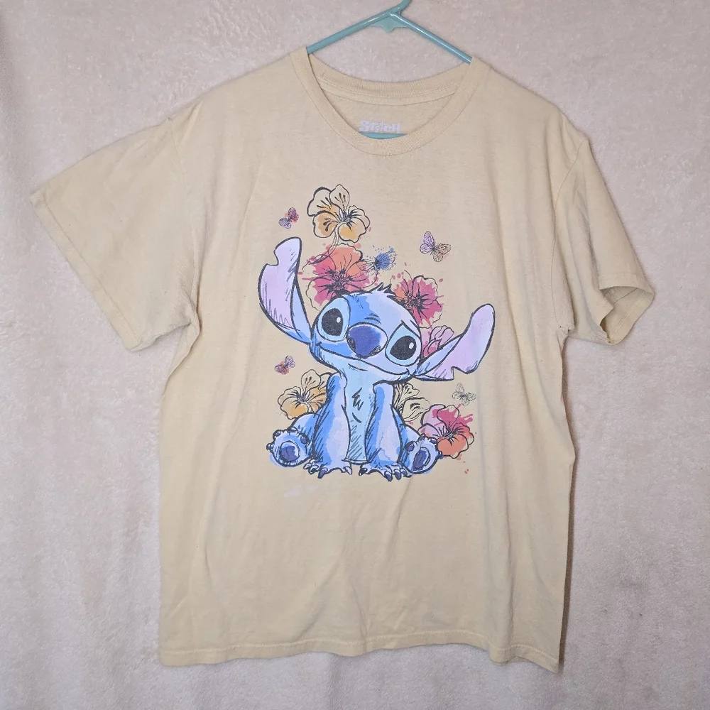 Girl's Disney Lilo & Stitch Graphic Print Yellow Short Sleeve T-Shirt Size L 100 - Picture 5 of 5